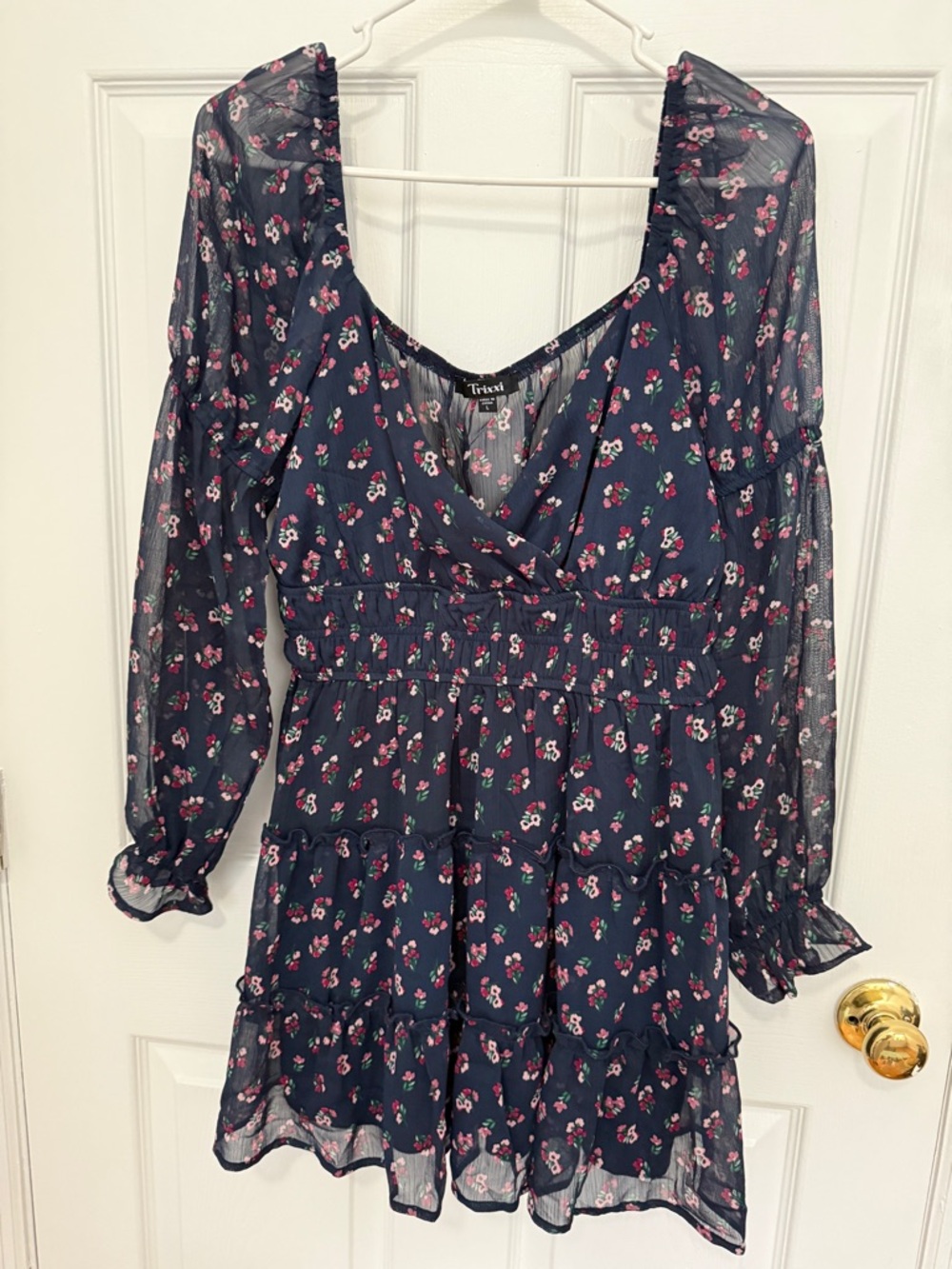 NWOT- Francesca’s Navy Blue Floral Dress